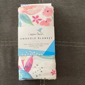 Copper Pearl Floral Swaddle Blanket - Pink and Blue